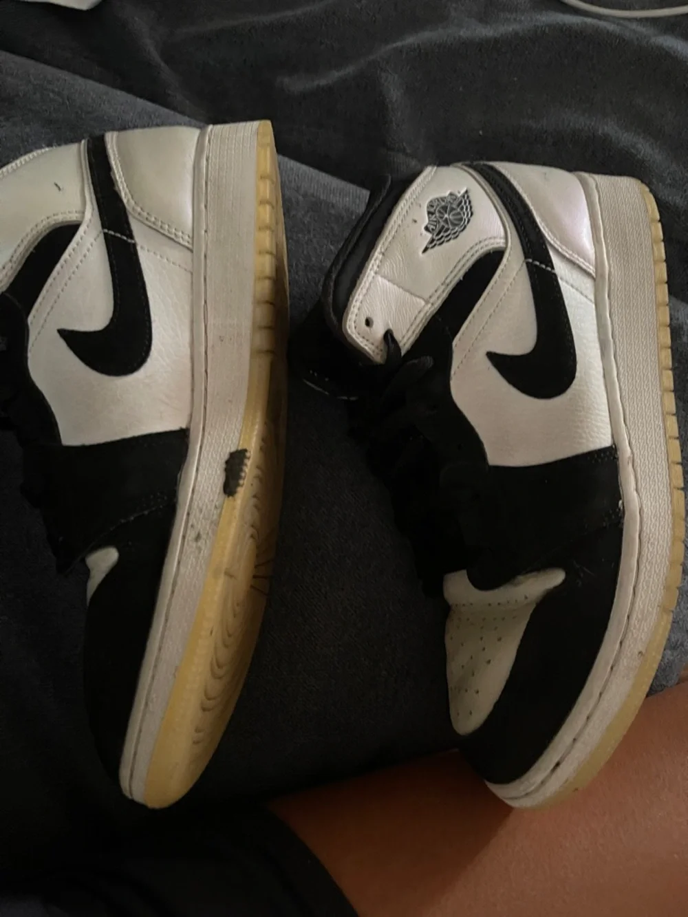 nike Black and White High-Top Sneakers size 7Y